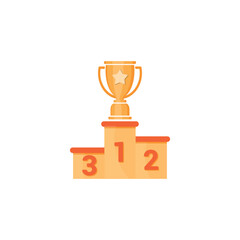 vector illustration design of 1st place winner podium with trophy.