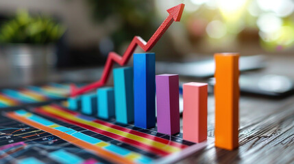 3D bar graph representing profit and revenue growth