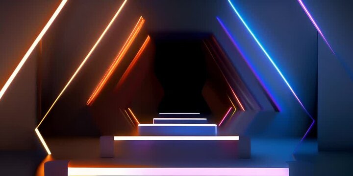 display. product for design minimal in line light glowing with background render 3d abstract