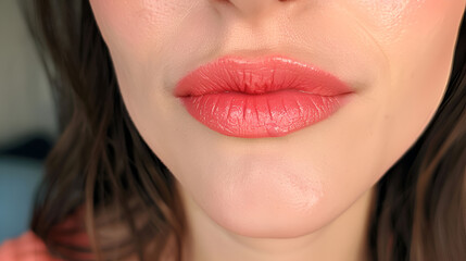 Amazing Hydrated Lips Close Up Stock Photo, Beautiful Lips Image for Design Projects, Generative AI


