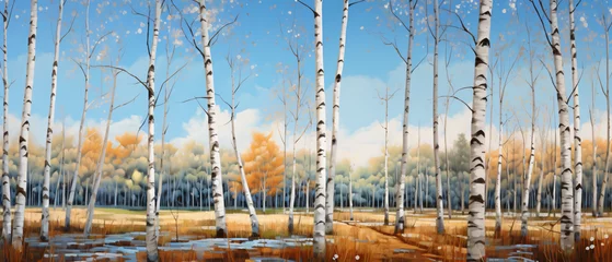 Foto op Canvas birch grove in early spring against the blue sky © Mishi