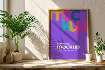Poster Frame Mockup with Vases on the Shelf
Poster Frame Mockup with Vases and Decorative Items on the Shelf
