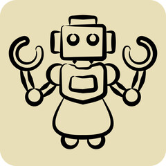 Icon Personal Robot. related to Future Technology symbol. hand drawn style. simple design editable. simple illustration