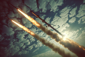 Fototapeta premium Missiles during war 