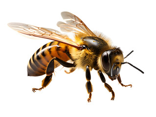 Close up of Honey Bee Isolated on Transparent Background