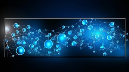 Series of horizontal banners featuring blue molecule designs, offering a medical background for banners or flyers, with nanotechnology-inspired shining spheres.