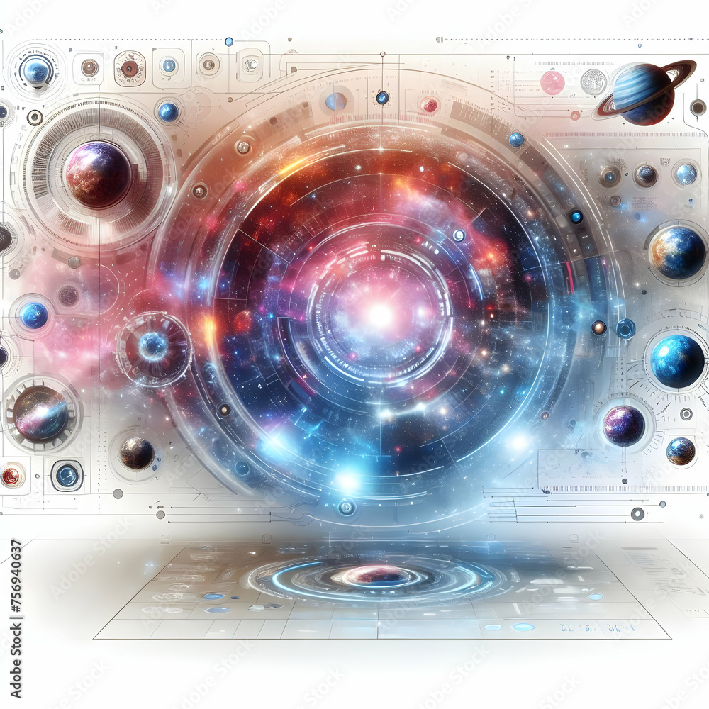Poster hyper realistic cosmic user interface concept user interfaces that incorporate elements of the cosmo