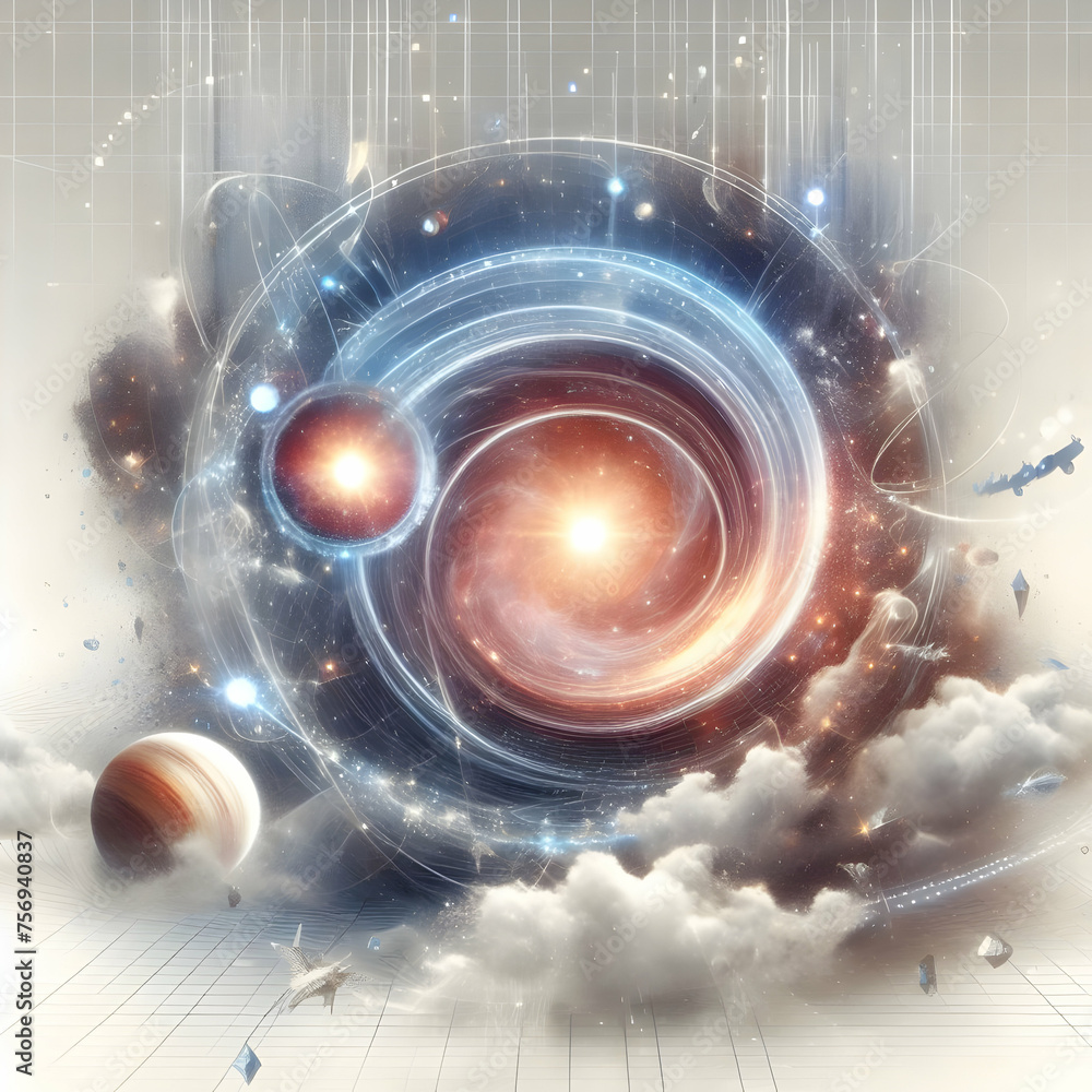 Poster hyper realistic interstellar data transfer concept visualizing data transfer between stars and galax
