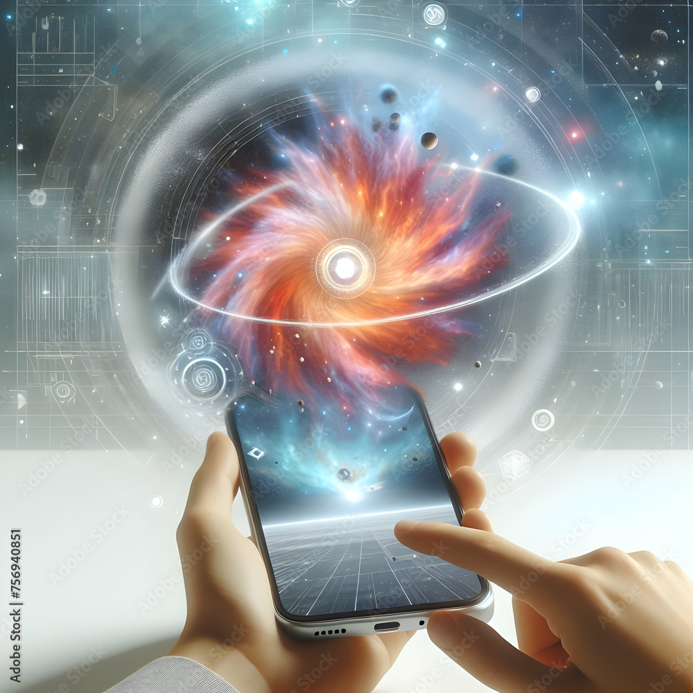 Poster hyper realistic interstellar software concept software interfaces with a backdrop of interstellar ph