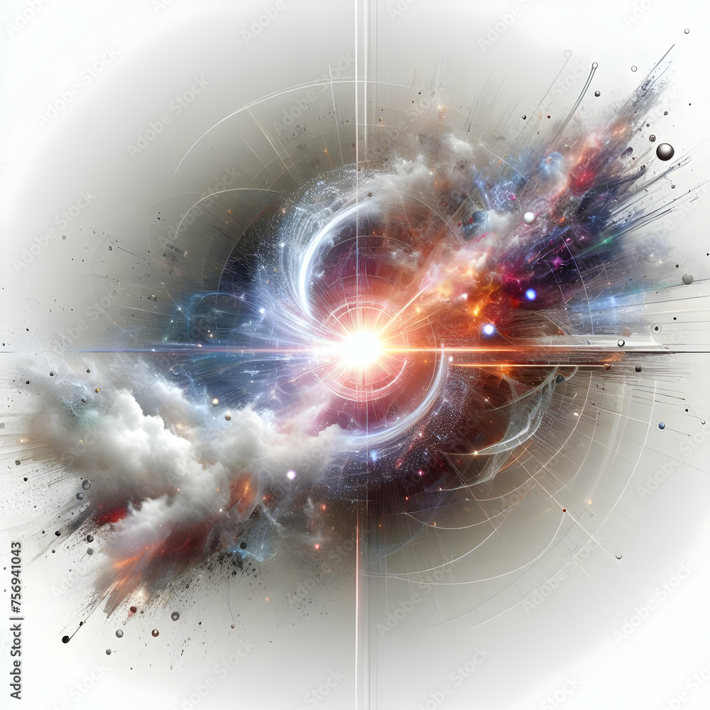 Poster hyper realistic technological big bang concept the moment of digital creation depicted with an explo