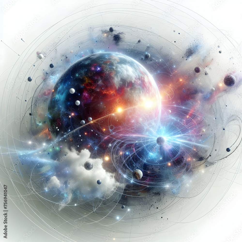Poster hyper realistic technological big bang concept the moment of digital creation depicted with an explo