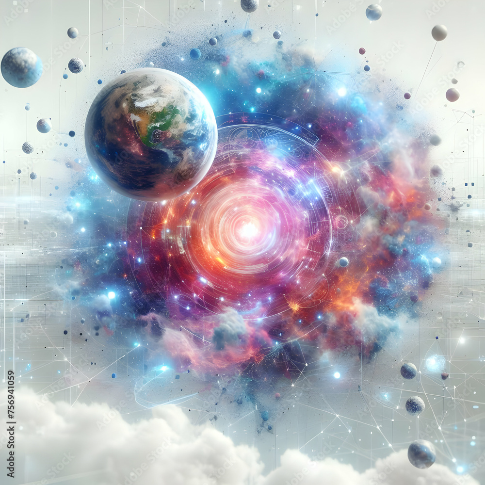 Poster hyper realistic virtual cosmos concept a digitally created cosmos that looks indistinguishable from 