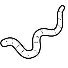 Eartworm Flat Outline Doodle Illustration 