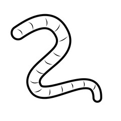 Eartworm Flat Outline Doodle Illustration 