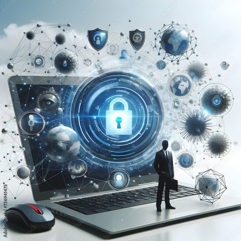 Poster photo real space network security concept security features visualized in a networked space environm