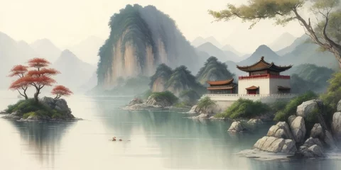 Selbstklebende Fototapeten Painting of Chinese landscape © ROKA Creative