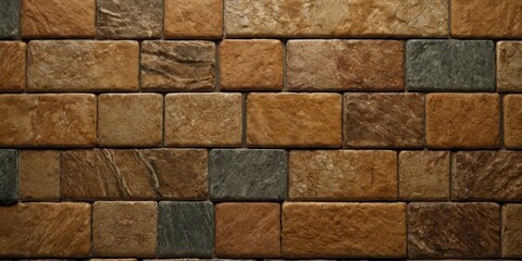 Obraz premium Mixed wall tiles with artificial stone textures and shiny metallic foil Modern