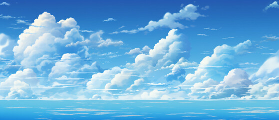 blue sky with clouds manga anime comic style .. r 7