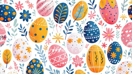 Egg rolling and Easter games, a fun-filled pattern doodle wallpaper for joyful spring days