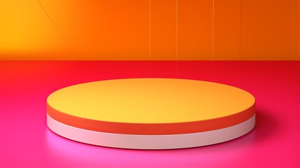 A circle podium set against a stylish bright background, providing a dynamic backdrop for showcasing products.