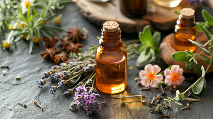 Obraz na płótnie Canvas Natural Beauty Products and Essential Oils - Organic Cosmetics, Generative Ai