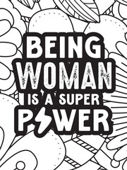 Strong-Woman Quotes Coloring pages. All these designs are unique Coloring pages for adults and kids Vector Illustration.