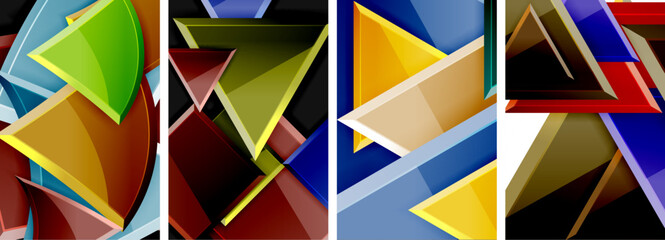 Triangle composition poster background set for wallpaper, business card, cover, poster, banner, brochure, header, website