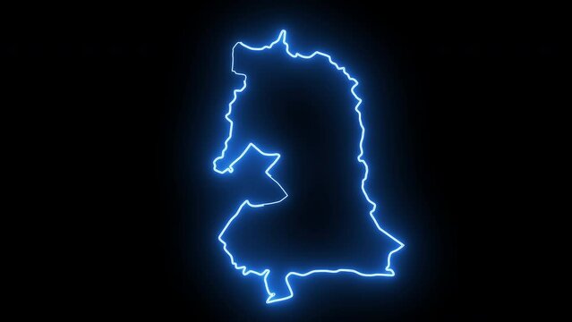 map of Oujda in morocco with glowing neon effect