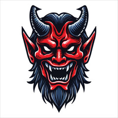 Demon mask head mascot vector illustration on white background
