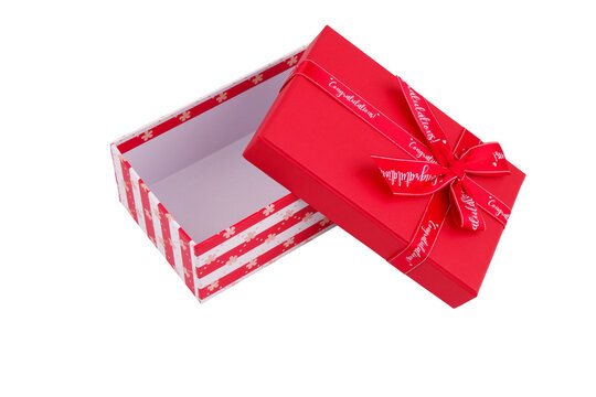 Open red gift box isolated on white background	