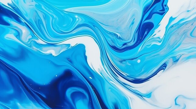 Abstract blue marbled background with a liquid marble pattern.