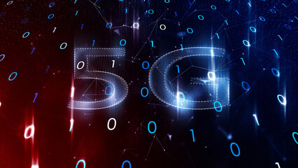 Artistic futuristic 5G network cyberspace illustration background. - 756944431