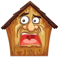 Fototapete An anthropomorphic house showing a shocked face © GraphicsRF
