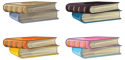Fototapete Rund Four stacked books in a vibrant vector style © GraphicsRF