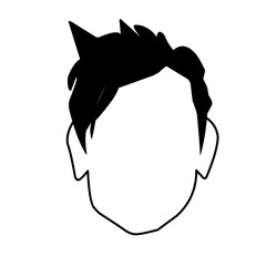 black silhouettes of different men's hairstyles. Vector illustration.