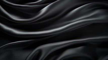 Obraz premium Luxurious dark satin fabric with abstract patterns and soft waves, creating an elegant silk cloth background.