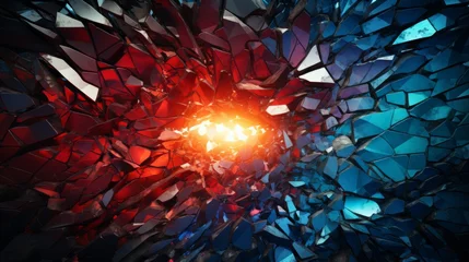 Fotobehang 粉々に割れた石と光の背景素材,Generative AI AI画像 © beeboys