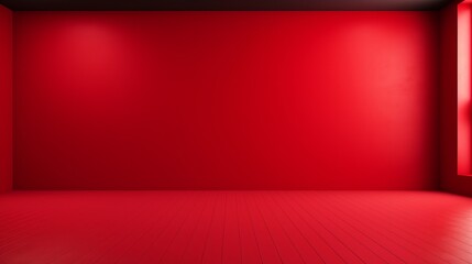 The floor and walls of the room are red, serving as the background. - obrazy, fototapety, plakaty