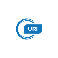 modern minimalist URI  monogram initial letters logo design - obrazy, fototapety, plakaty