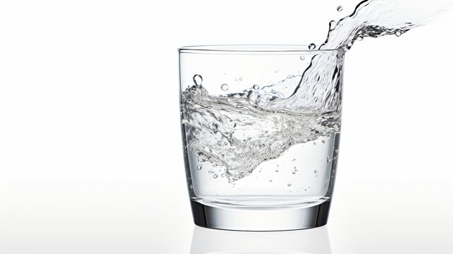 Water splash contained within a glass, isolated against a pristine white backdrop.