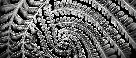 BW Fern. Natural textures and patterns of the most anc - obrazy, fototapety, plakaty