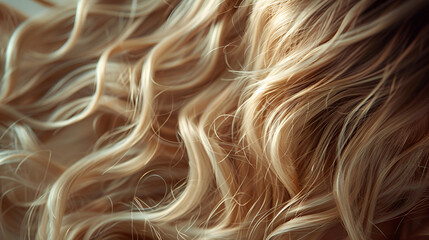 Wavy Blond Hair: Back View Illustration, Hairstyle Fashion and Beauty Concept, Elegant Hairstyling and Feminine Look, Generative Ai - obrazy, fototapety, plakaty