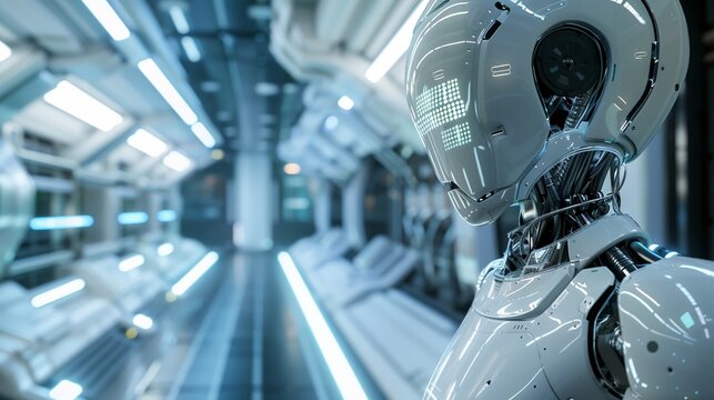 A cyborgs interior view error message blinking