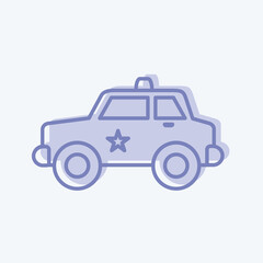 Icon Police Car. suitable for education symbol. two tone style. simple design editable. design template vector. simple illustration