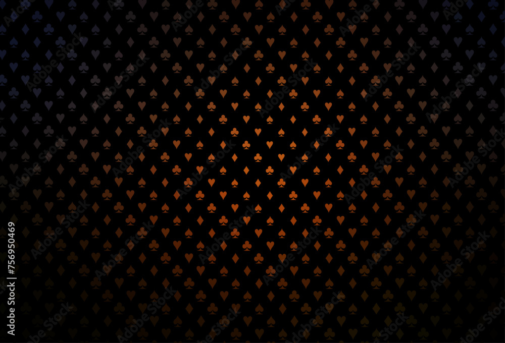 Poster dark orange vector pattern with symbol of cards.