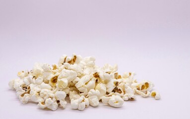 Popcorn in Heap Isolated on White Background with Copy Space