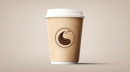 A coffee paper cup isolated on a light grunge background for mockup, Generative ai.