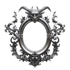 Devil picture frame_hyperrealistic_hyper detailed_isolated_transparent background_Generative Ai