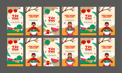 tet new year vector illustration flat design template