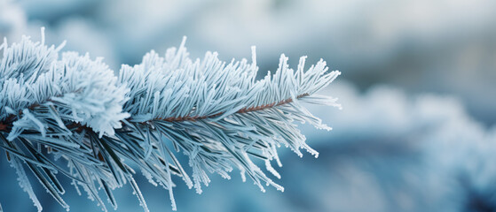 Closeup of evergreen coniferous branches of spruce - obrazy, fototapety, plakaty